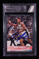 Dennis Rodman Signed 1994-95 Hoops #197 with Game-Used Jersey Piece (BGS | Autograph Graded BGS 10) at PristineAuction.com