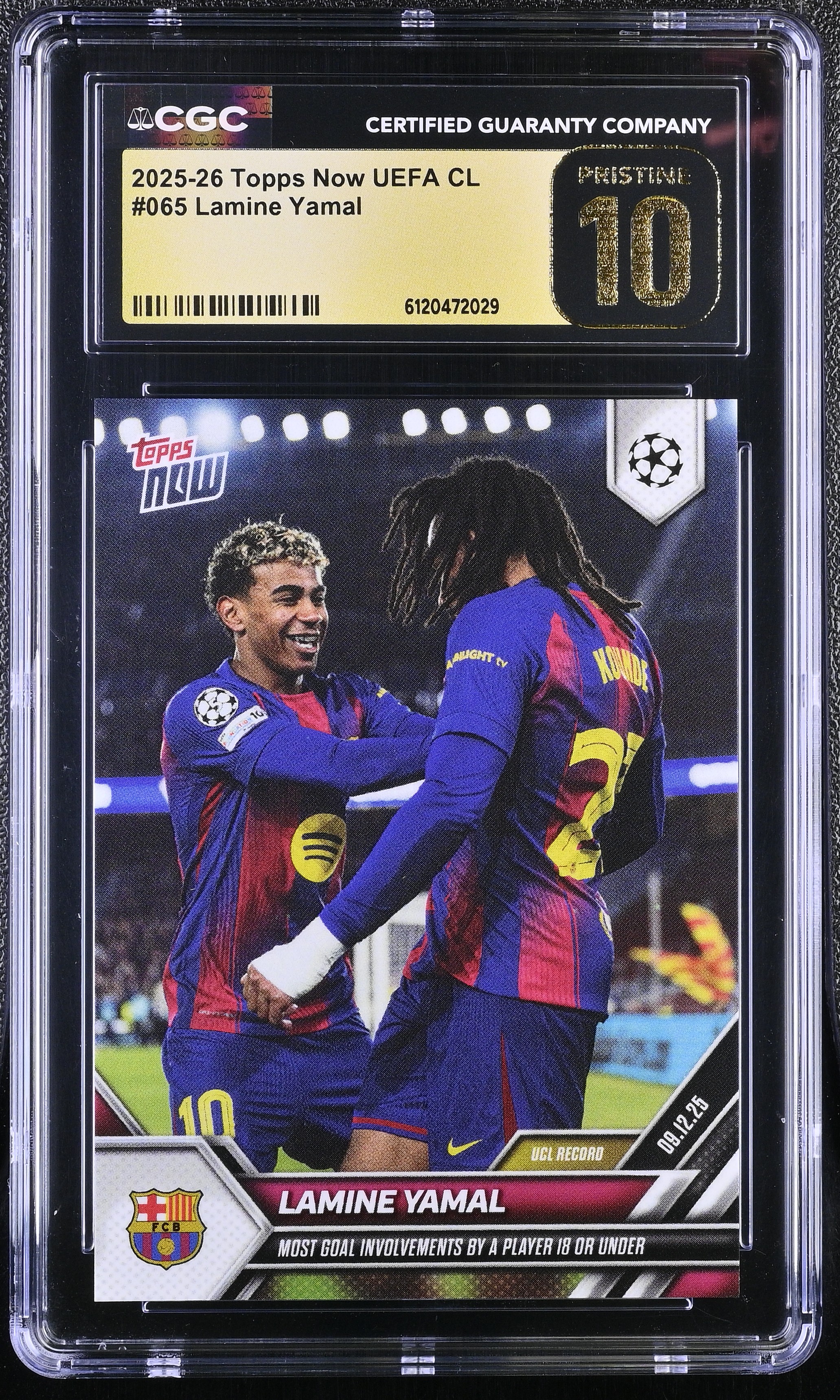 Lamine Yamal 2025-26 Topps Now UEFA Champions League #65 (CGC 10 | Pristine Black Label) at PristineAuction.com Lamine Yamal 2025-26 Topps Now UEFA Champions League #65 (CGC 10 | Pristine Black Label) at PristineAuction.com