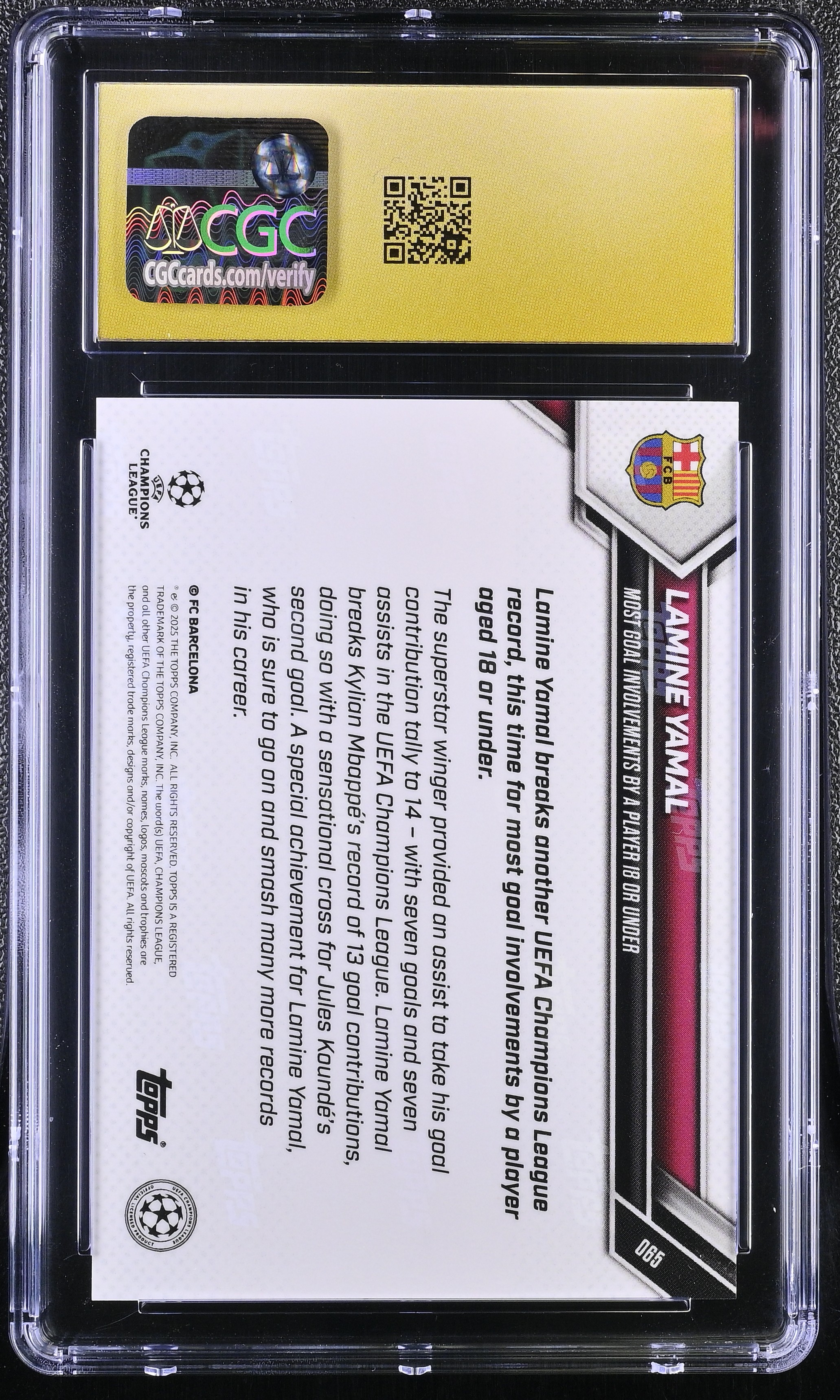 Lamine Yamal 2025-26 Topps Now UEFA Champions League #65 (CGC 10 | Pristine Black Label) at PristineAuction.com Lamine Yamal 2025-26 Topps Now UEFA Champions League #65 (CGC 10 | Pristine Black Label) at PristineAuction.com