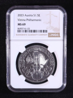 2023 Austria &euro;1.5 Vienna Philharmonic 1oz Fine Silver Coin (NGC MS69) at PristineAuction.com