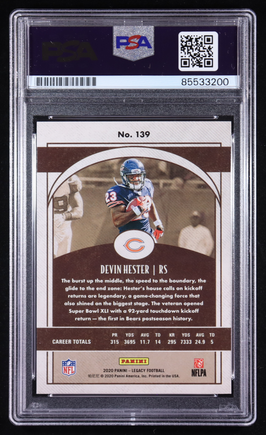 Devin Hester Signed 2020 Panini Legacy #139 (PSA) at PristineAuction.com Devin Hester Signed 2020 Panini Legacy #139 (PSA) at PristineAuction.com