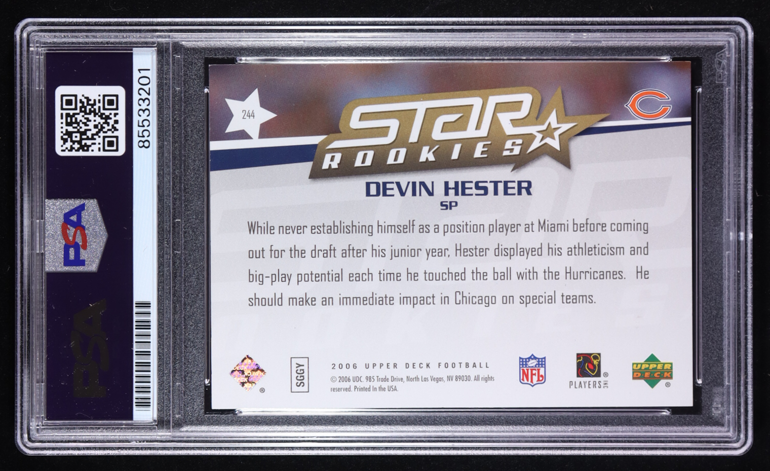 Devin Hester Signed 2006 Upper Deck #244 RC (PSA) at PristineAuction.com Devin Hester Signed 2006 Upper Deck #244 RC (PSA) at PristineAuction.com