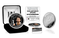 Victor Wembanyama Spurs 39mm Silver Plated Highland Mint Color Coin at PristineAuction.com