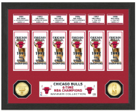 Bulls "NBA Champions" Custom Framed Photo Display with (2) Bronze Coins at PristineAuction.com