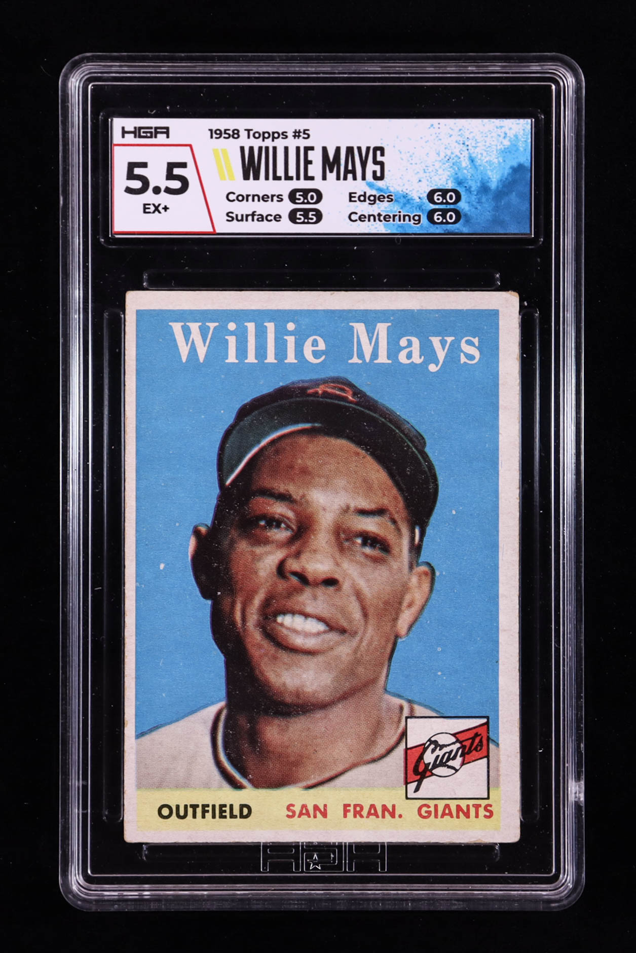 Willie Mays 1958 Topps #5 (HGA 5.5) at PristineAuction.com Willie Mays 1958 Topps #5 (HGA 5.5) at PristineAuction.com