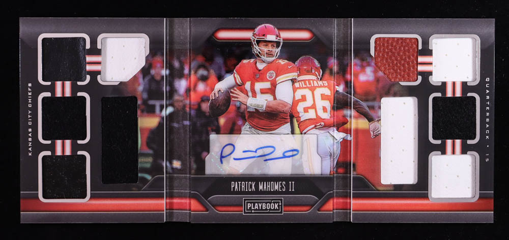 Patrick Mahomes II 2019 Panini Playbook Vault Tri Fold Jersey Autographs #11 #24/25 at PristineAuction.com Patrick Mahomes II 2019 Panini Playbook Vault Tri Fold Jersey Autographs #11 #24/25 at PristineAuction.com