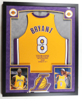 Kobe Bryant Signed Custom Framed Career Stat Jersey with LED Display & (2) Photos (PSA) at PristineAuction.com