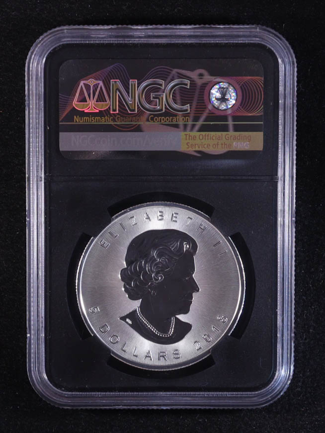 2018 Canada $5 Incuse Design Maple Leaf, First Day of Production, 30th Anniversary 1oz .999 Fine Silver Coin (NGC MS69) at PristineAuction.com 2018 Canada $5 Incuse Design Maple Leaf, First Day of Production, 30th Anniversary 1oz .999 Fine Silver Coin (NGC MS69) at PristineAuction.com