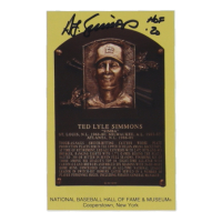 Ted Simmons Signed Hall Of Fame Plaque Postcard Inscribed "HOF 20" (Beckett) at PristineAuction.com