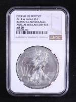 2014-W Burnished American Silver $1 Eagle, Official U.S. Mint Annual Dollar Coin Set (NGC MS68) at PristineAuction.com