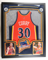 Steph Curry Signed Custom Framed Jersey Display & (2) Photos (Beckett & Curry) at PristineAuction.com