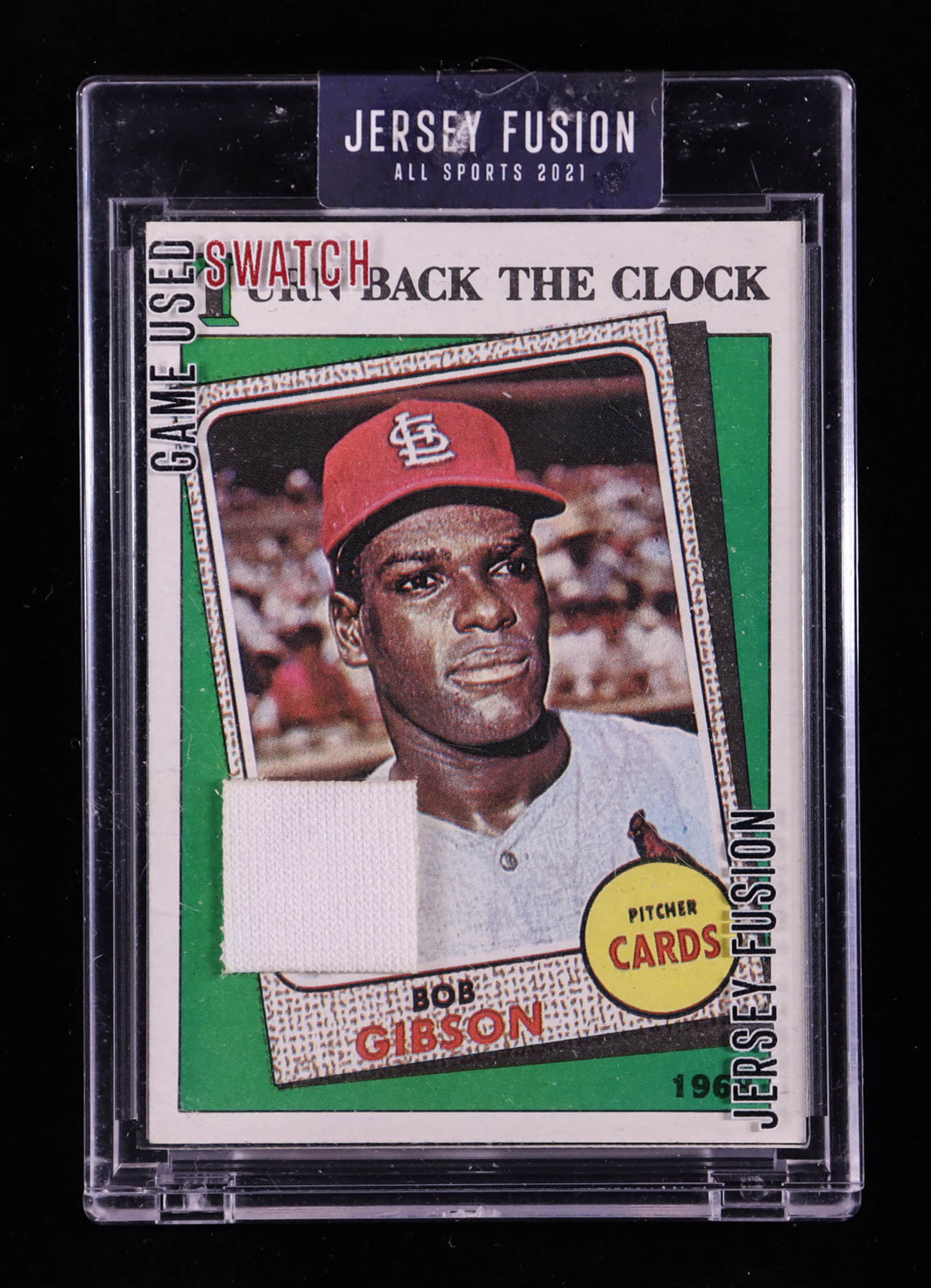 Bob Gibson 2021 Jersey Fusion Game Used Swatch #JFBG83 at PristineAuction.com Bob Gibson 2021 Jersey Fusion Game Used Swatch #JFBG83 at PristineAuction.com