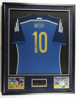 Lionel Messi Signed Custom Framed Jersey Display (PSA) at PristineAuction.com