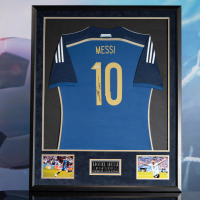 Lionel Messi Signed Custom Framed Jersey Display (PSA) at PristineAuction.com