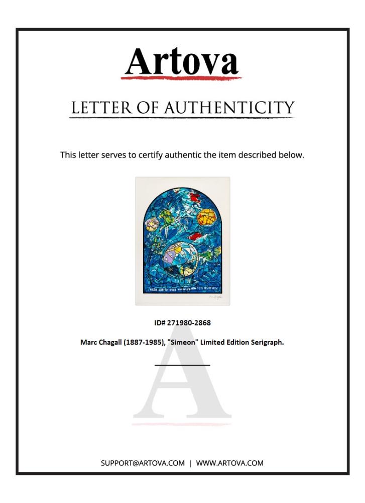 "Simeon" LE 27x21 Serigraph on Paper by Marc Chagall (Artova) at PristineAuction.com "Simeon" LE 27x21 Serigraph on Paper by Marc Chagall (Artova) at PristineAuction.com