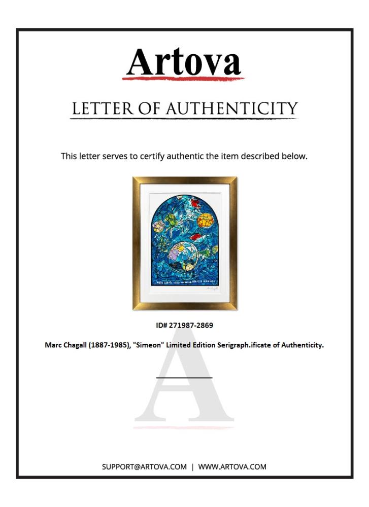 "Simeon" LE 38x36 Custom Framed Serigraph by Marc Chagall (Artova) at PristineAuction.com "Simeon" LE 38x36 Custom Framed Serigraph by Marc Chagall (Artova) at PristineAuction.com