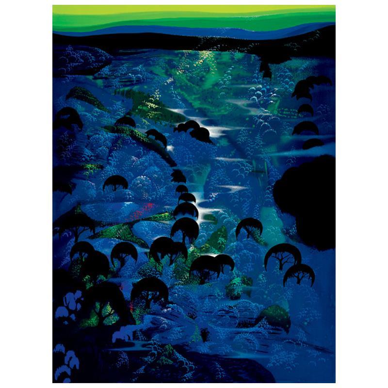 "Beneath an Emerald Sky" LE 30x23 Serigraph by Eyvind Earle (Artova) at PristineAuction.com "Beneath an Emerald Sky" LE 30x23 Serigraph by Eyvind Earle (Artova) at PristineAuction.com