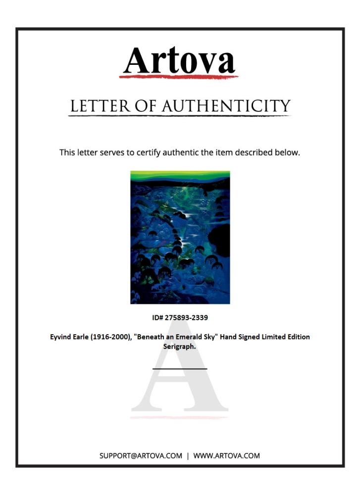 "Beneath an Emerald Sky" LE 30x23 Serigraph by Eyvind Earle (Artova) at PristineAuction.com "Beneath an Emerald Sky" LE 30x23 Serigraph by Eyvind Earle (Artova) at PristineAuction.com