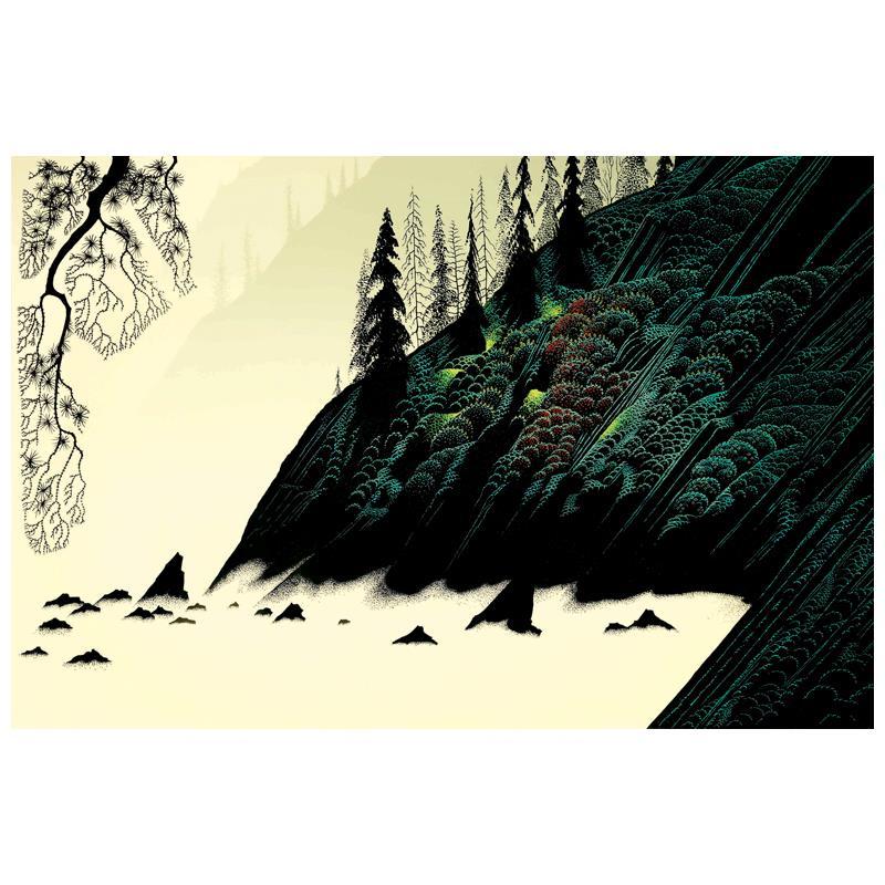 "Spruce Redwood and Pine" LE 24x36 Serigraph by Eyvind Earle (Artova) at PristineAuction.com "Spruce Redwood and Pine" LE 24x36 Serigraph by Eyvind Earle (Artova) at PristineAuction.com