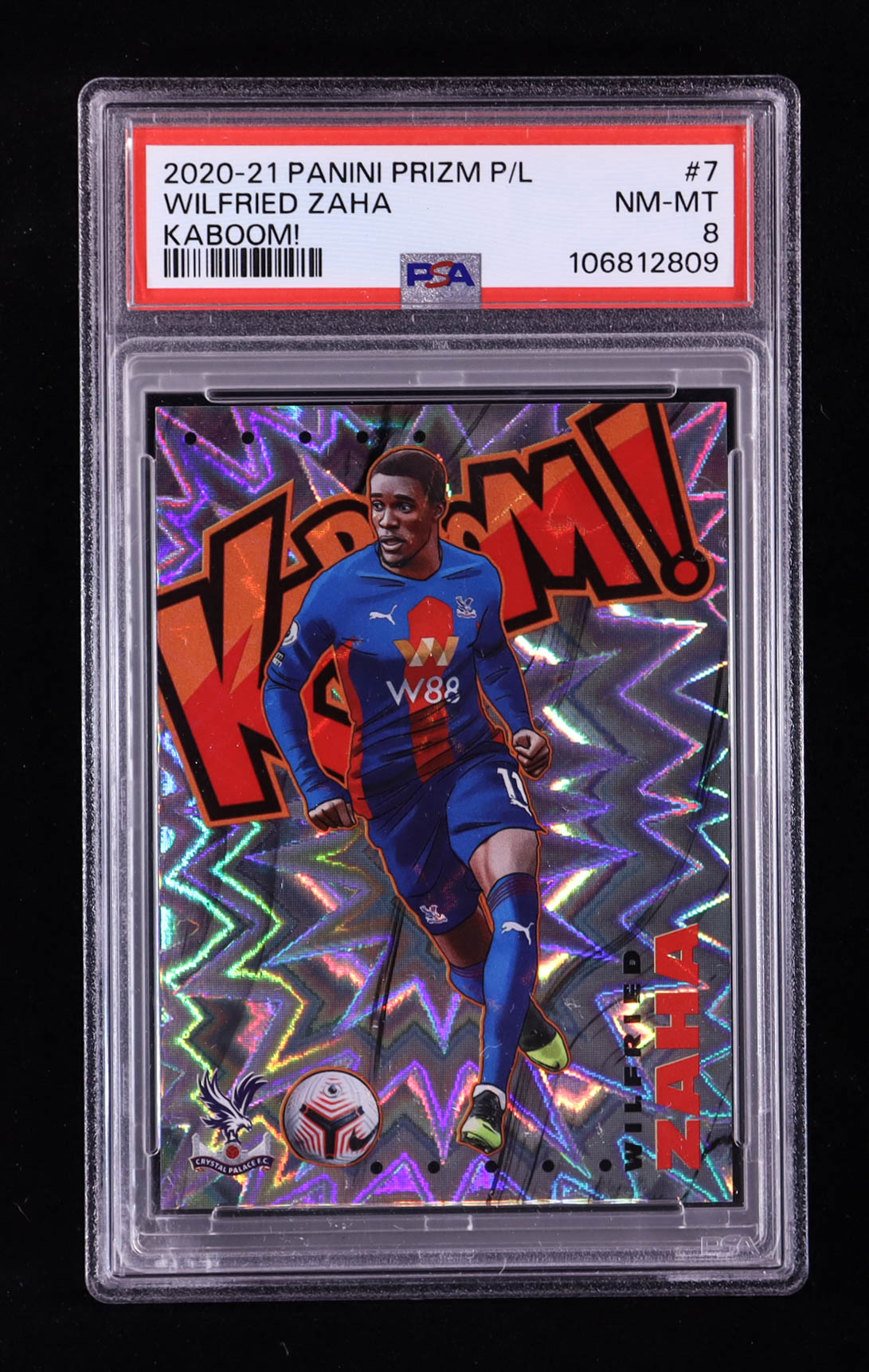 Wilfried Zaha 2020-21 Panini Prizm English Premier League Kaboom #7 (PSA 8) at PristineAuction.com Wilfried Zaha 2020-21 Panini Prizm English Premier League Kaboom #7 (PSA 8) at PristineAuction.com
