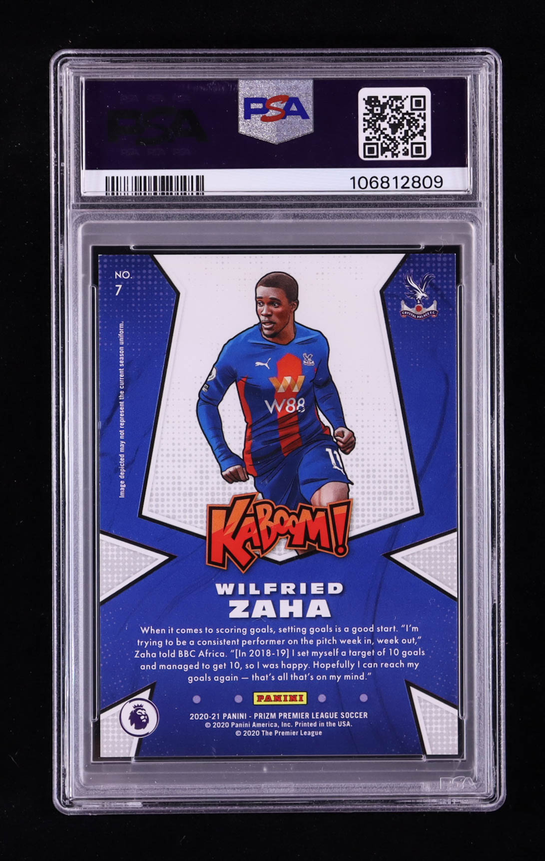 Wilfried Zaha 2020-21 Panini Prizm English Premier League Kaboom #7 (PSA 8) at PristineAuction.com Wilfried Zaha 2020-21 Panini Prizm English Premier League Kaboom #7 (PSA 8) at PristineAuction.com