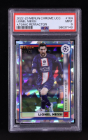 Lionel Messi 2022-23 Topps Merlin UEFA Atomic Refractors #104 #069/250 (PSA 9) at PristineAuction.com