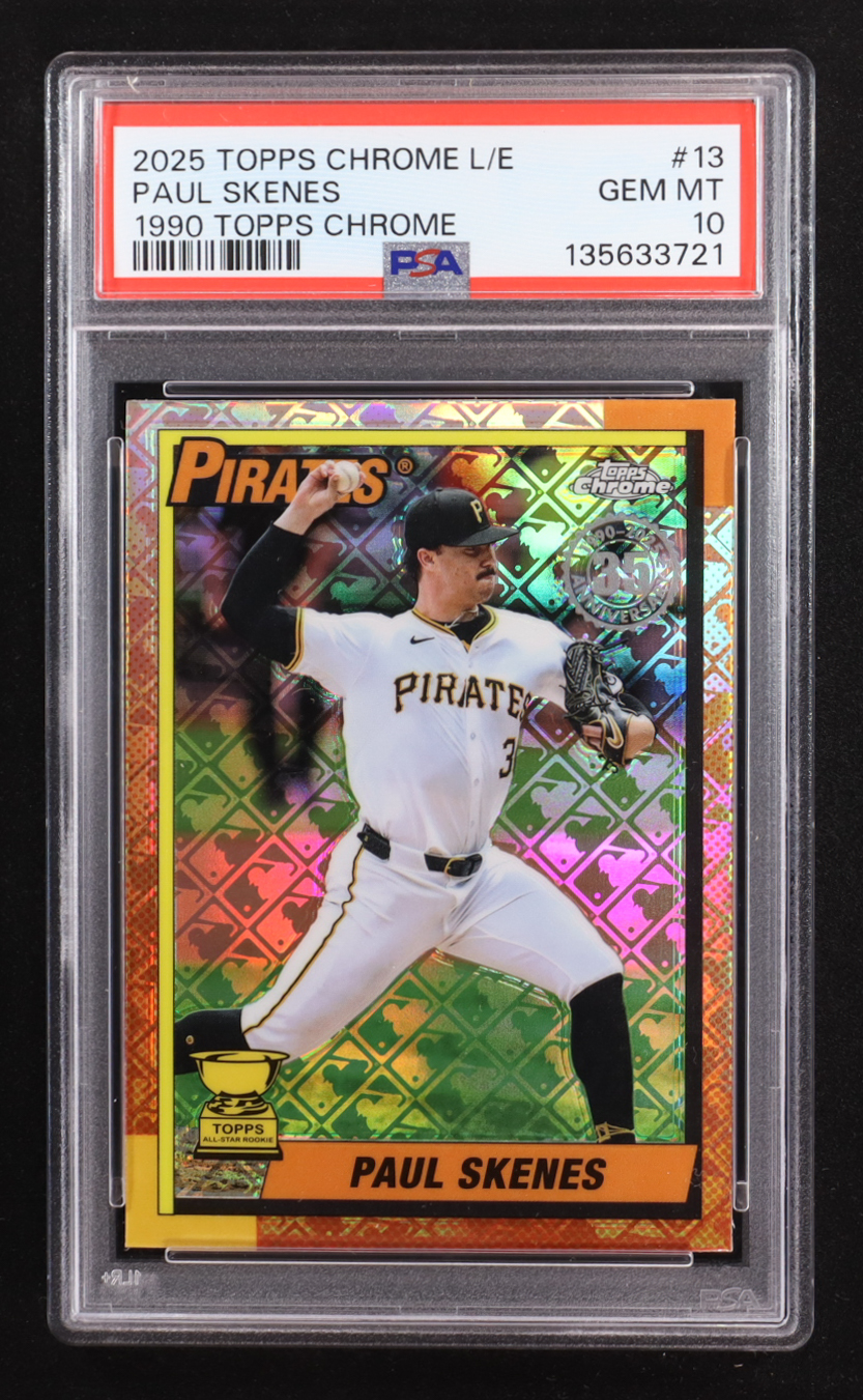 Paul Skenes 2025 Topps Chrome L/E 1990 Topps Chrome 35th Anniversary #90CB-13 (PSA 10) at PristineAuction.com Paul Skenes 2025 Topps Chrome L/E 1990 Topps Chrome 35th Anniversary #90CB-13 (PSA 10) at PristineAuction.com