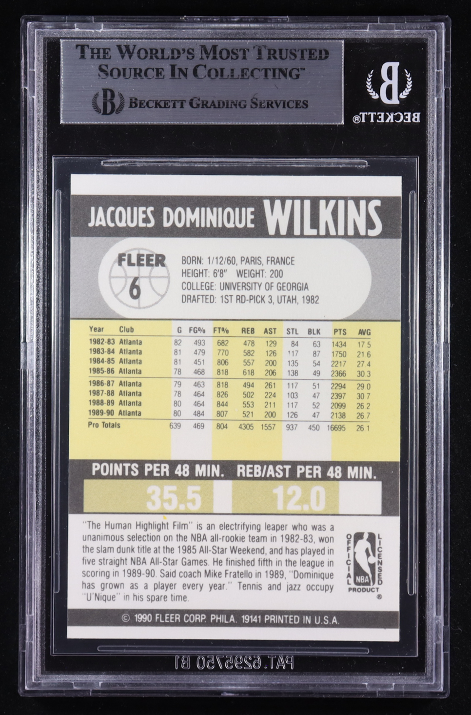Dominique Wilkins Signed 1990-91 Fleer #6 (BGS) at PristineAuction.com Dominique Wilkins Signed 1990-91 Fleer #6 (BGS) at PristineAuction.com