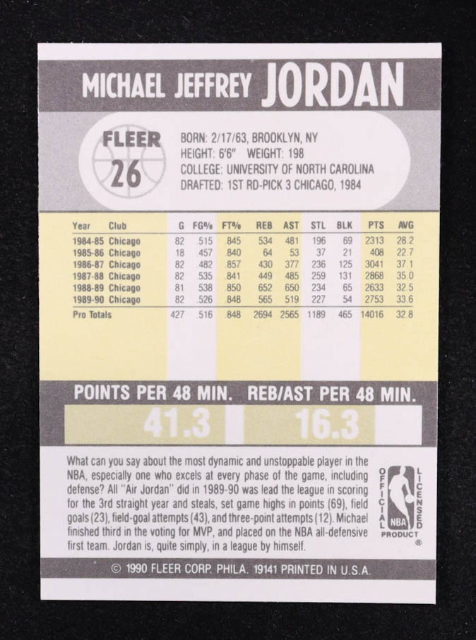 Michael Jordan 1990-91 Fleer #26 at PristineAuction.com Michael Jordan 1990-91 Fleer #26 at PristineAuction.com