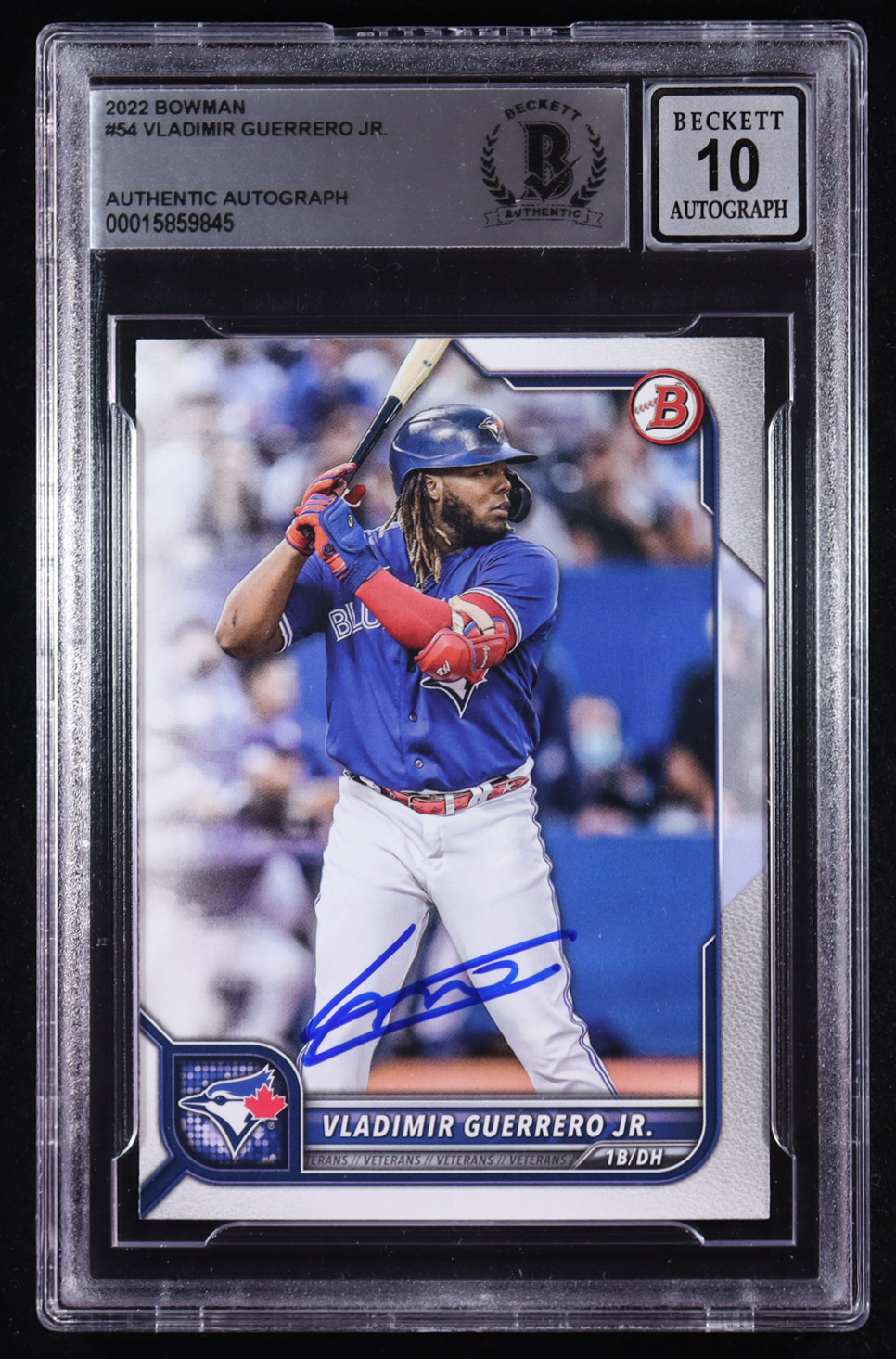 Vladimir Guerrero Jr. Signed 2022 Bowman #54 (BGS | Auto Grade 10) at PristineAuction.com Vladimir Guerrero Jr. Signed 2022 Bowman #54 (BGS | Auto Grade 10) at PristineAuction.com