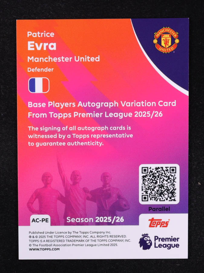 Patrice Evra 2025-26 Topps English Premier League Autographs Blue #ACPE #052/150 at PristineAuction.com Patrice Evra 2025-26 Topps English Premier League Autographs Blue #ACPE #052/150 at PristineAuction.com