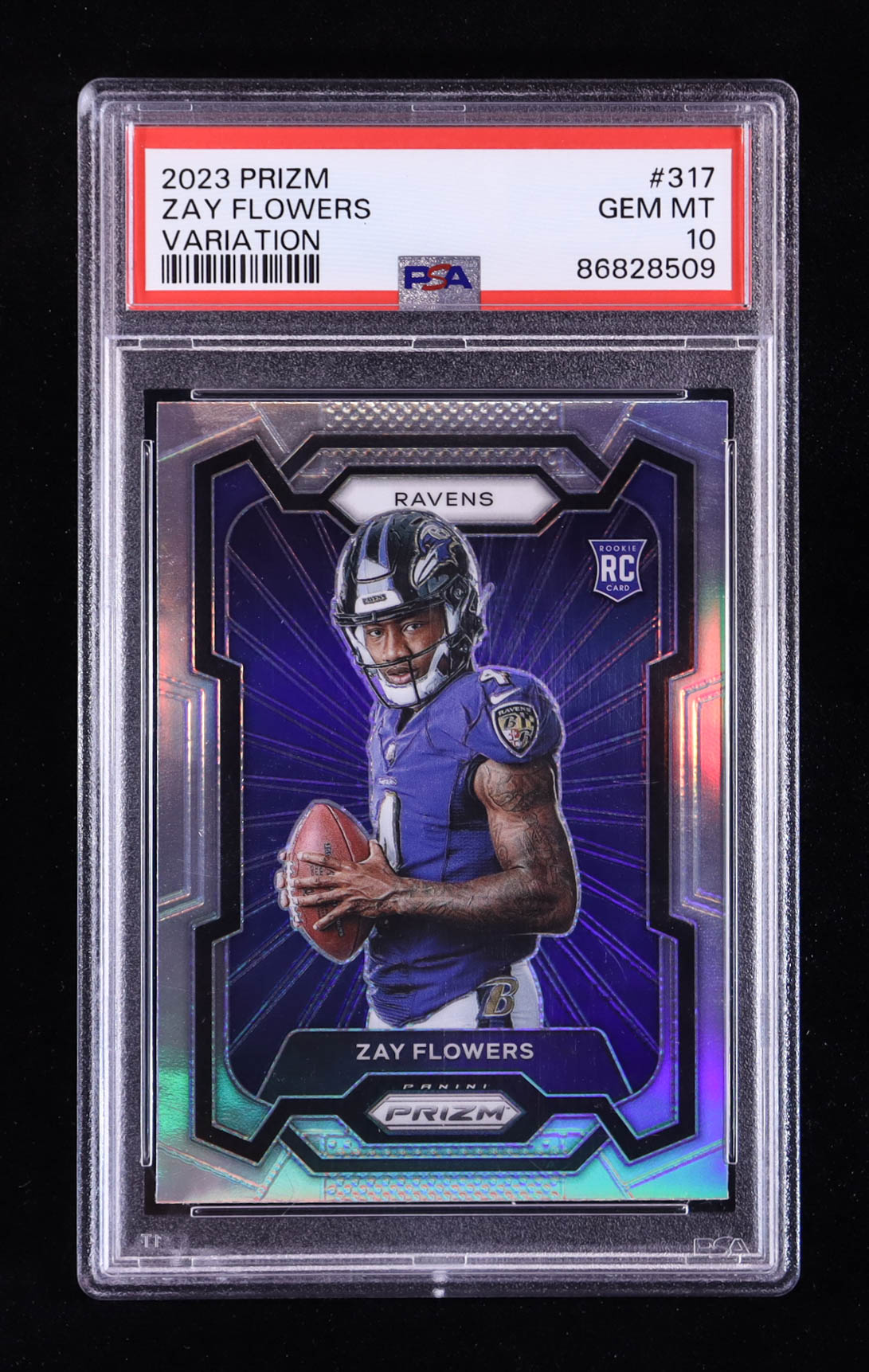 Zay Flowers 2023 Panini Prizm Rookie Variations Prizms Silver #317 RC (PSA 10) at PristineAuction.com Zay Flowers 2023 Panini Prizm Rookie Variations Prizms Silver #317 RC (PSA 10) at PristineAuction.com