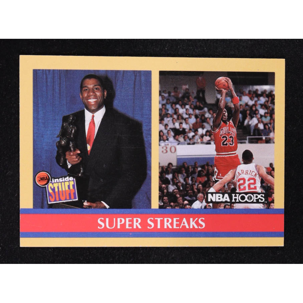 Magic Johnson / Michael Jordan 1990-91 Hoops Super Streaks Stay In School #385 at PristineAuction.com