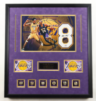 Kobe Bryant Signed Custom Framed Jersey Number Display & (7) Championship Rings & Name Plaque (PSA) at PristineAuction.com