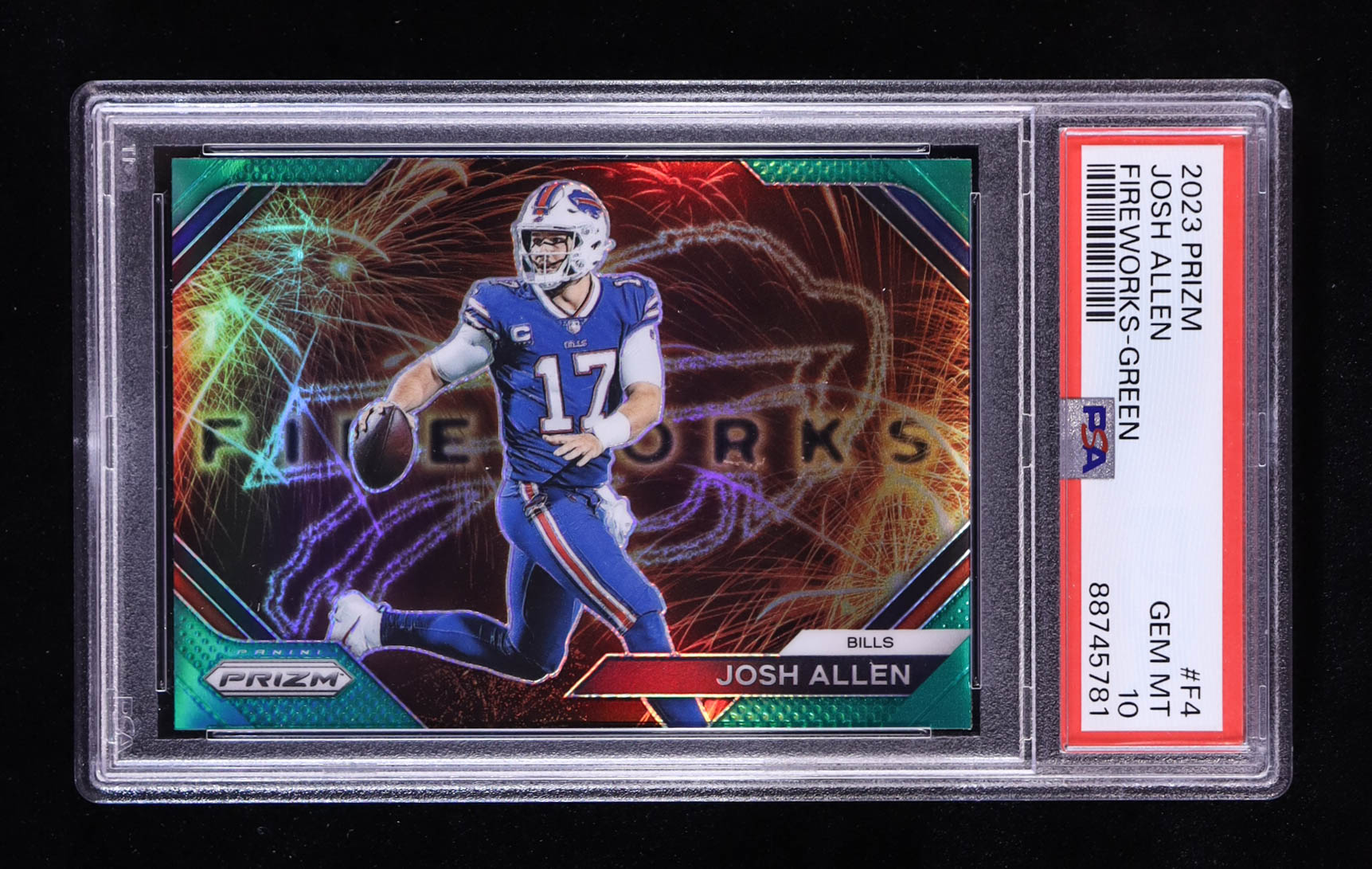Josh Allen 2023 Panini Prizm Fireworks Prizms Green #4 (PSA 10) at PristineAuction.com Josh Allen 2023 Panini Prizm Fireworks Prizms Green #4 (PSA 10) at PristineAuction.com