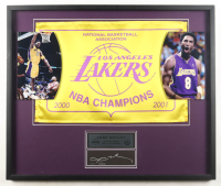 Kobe Bryant Signed LE Custom Framed Cut Display with 2000-01 NBA Champs Flag, Title Plaque & Photos #12/100 (UDA) at PristineAuction.com