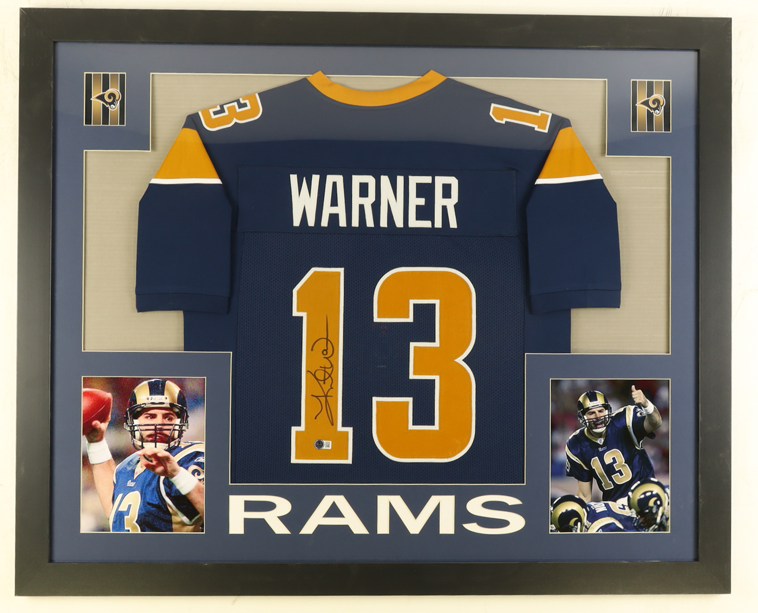 Kurt Warner Signed Custom Framed Jersey Display (Beckett) at PristineAuction.com Kurt Warner Signed Custom Framed Jersey Display (Beckett) at PristineAuction.com