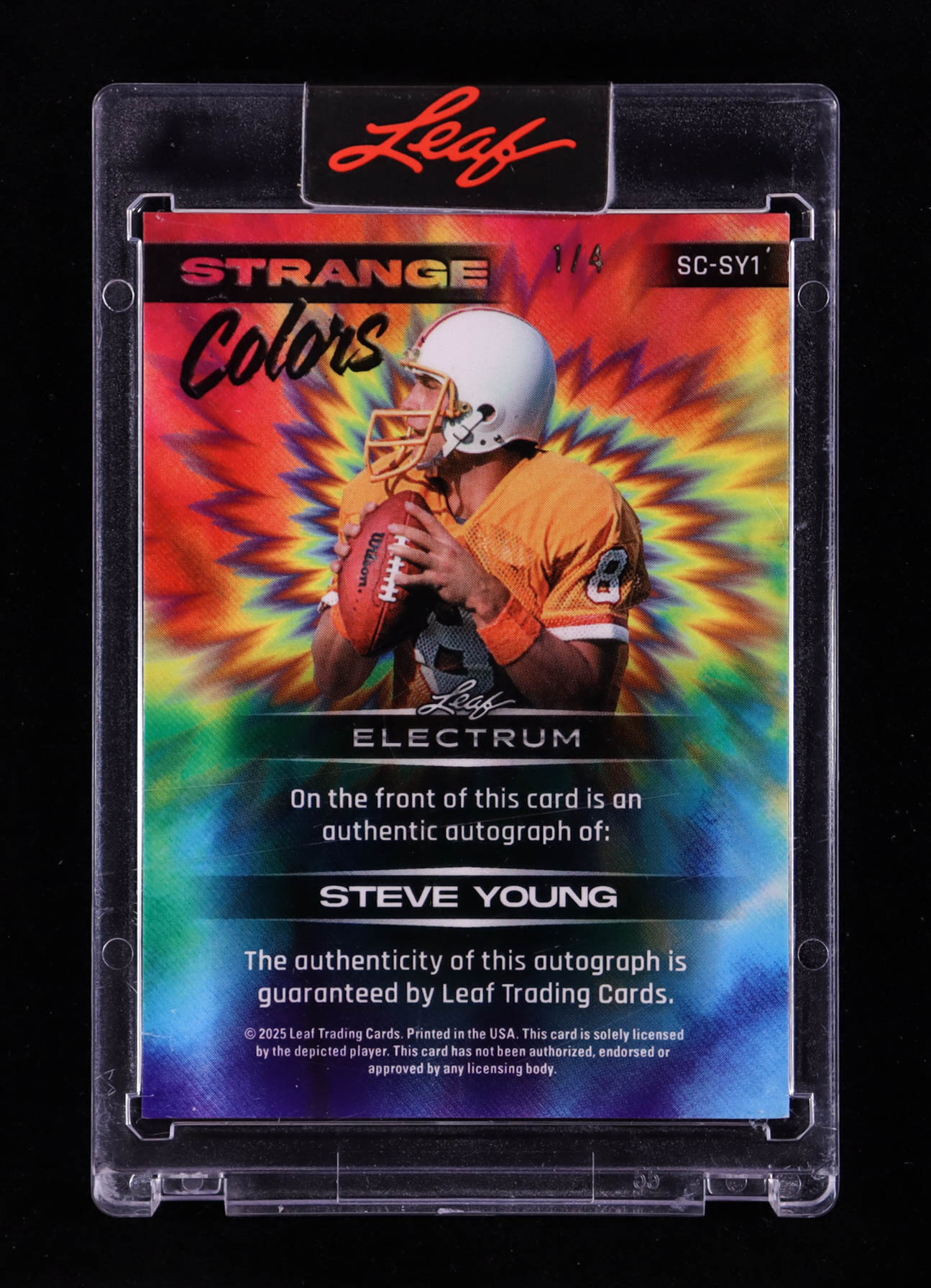 Steve Young 2025 Leaf Electrum Strange Colors Autographs Purple #SCSY1 #1/4 at PristineAuction.com Steve Young 2025 Leaf Electrum Strange Colors Autographs Purple #SCSY1 #1/4 at PristineAuction.com