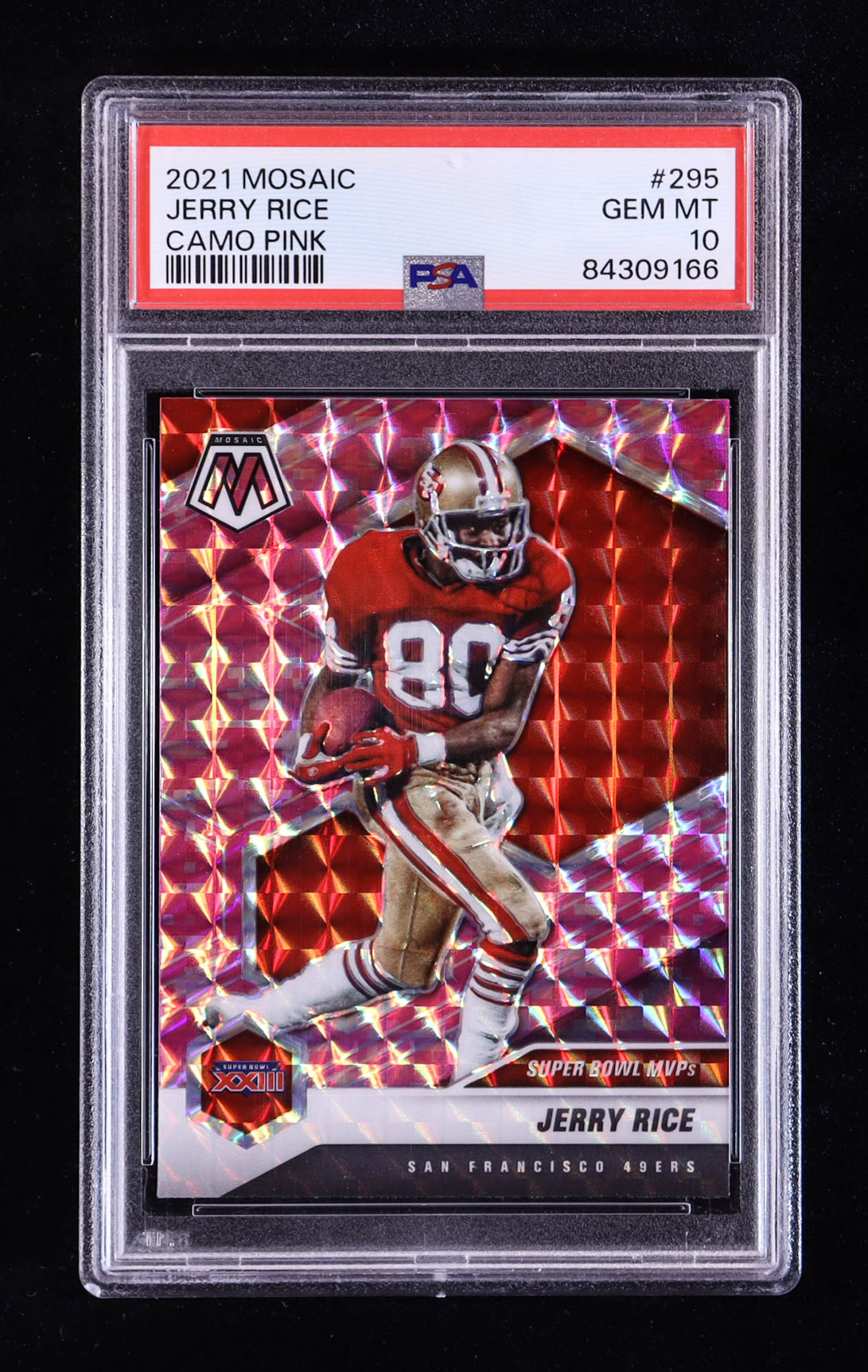 Jerry Rice 2021 Panini Mosaic Mosaic Camo Pink #295 MVP (PSA 10) at PristineAuction.com Jerry Rice 2021 Panini Mosaic Mosaic Camo Pink #295 MVP (PSA 10) at PristineAuction.com
