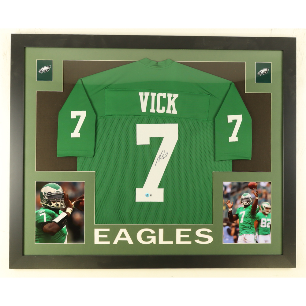 Michael Vick Signed Custom Framed Jersey Display (Beckett) at PristineAuction.com