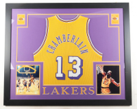 Wilt Chamberlain Custom Framed Jersey Display & (2) Photos at PristineAuction.com