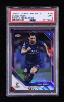 Lionel Messi 2021-22 Topps Chrome UEFA Champions League Purple Refractors #100 #239/250 (PSA 9) at PristineAuction.com