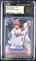 Shohei Ohtani 2023 Stadium Club Triumvirates #T-27 (CGC PRISTINE 10 | Black Label) at PristineAuction.com