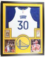 Stephen Curry Signed Custom Framed Jersey with LED Display & (2) Photos & (2) (PSA) Graded Sports Cards (Beckett & Curry) at PristineAuction.com