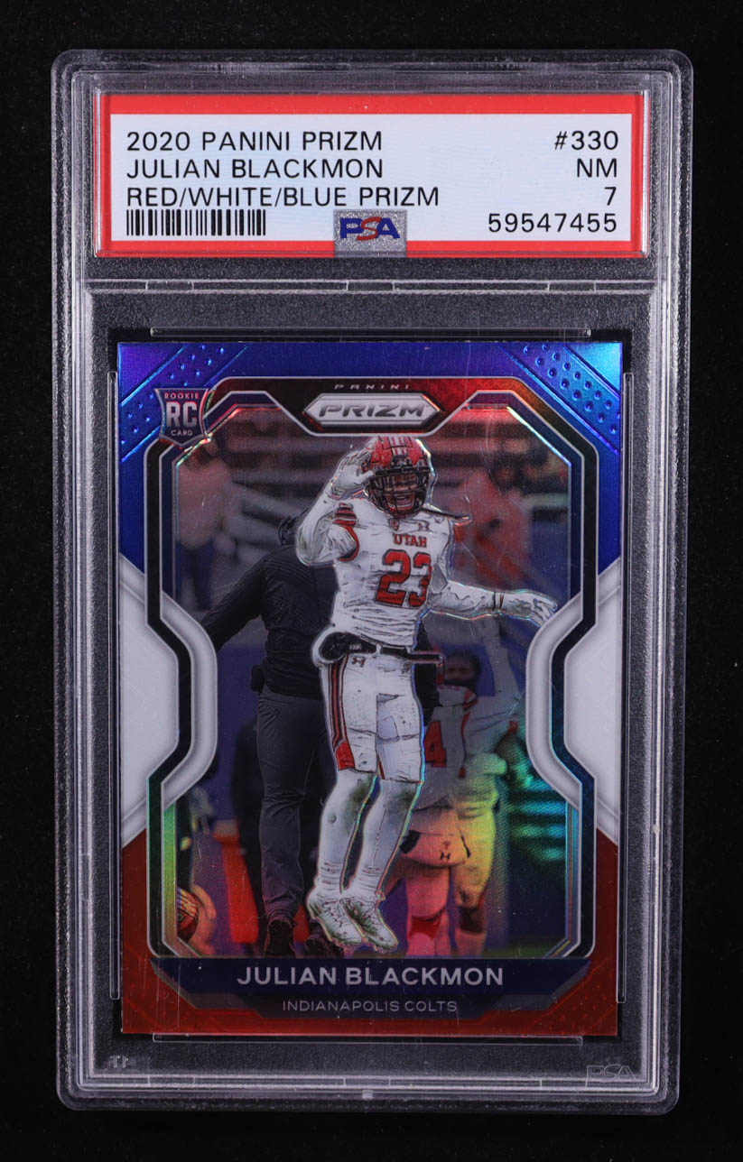 Julian Blackmon 2020 Panini Prizm Prizms Red White and Blue #330 RC (PSA 7) at PristineAuction.com Julian Blackmon 2020 Panini Prizm Prizms Red White and Blue #330 RC (PSA 7) at PristineAuction.com