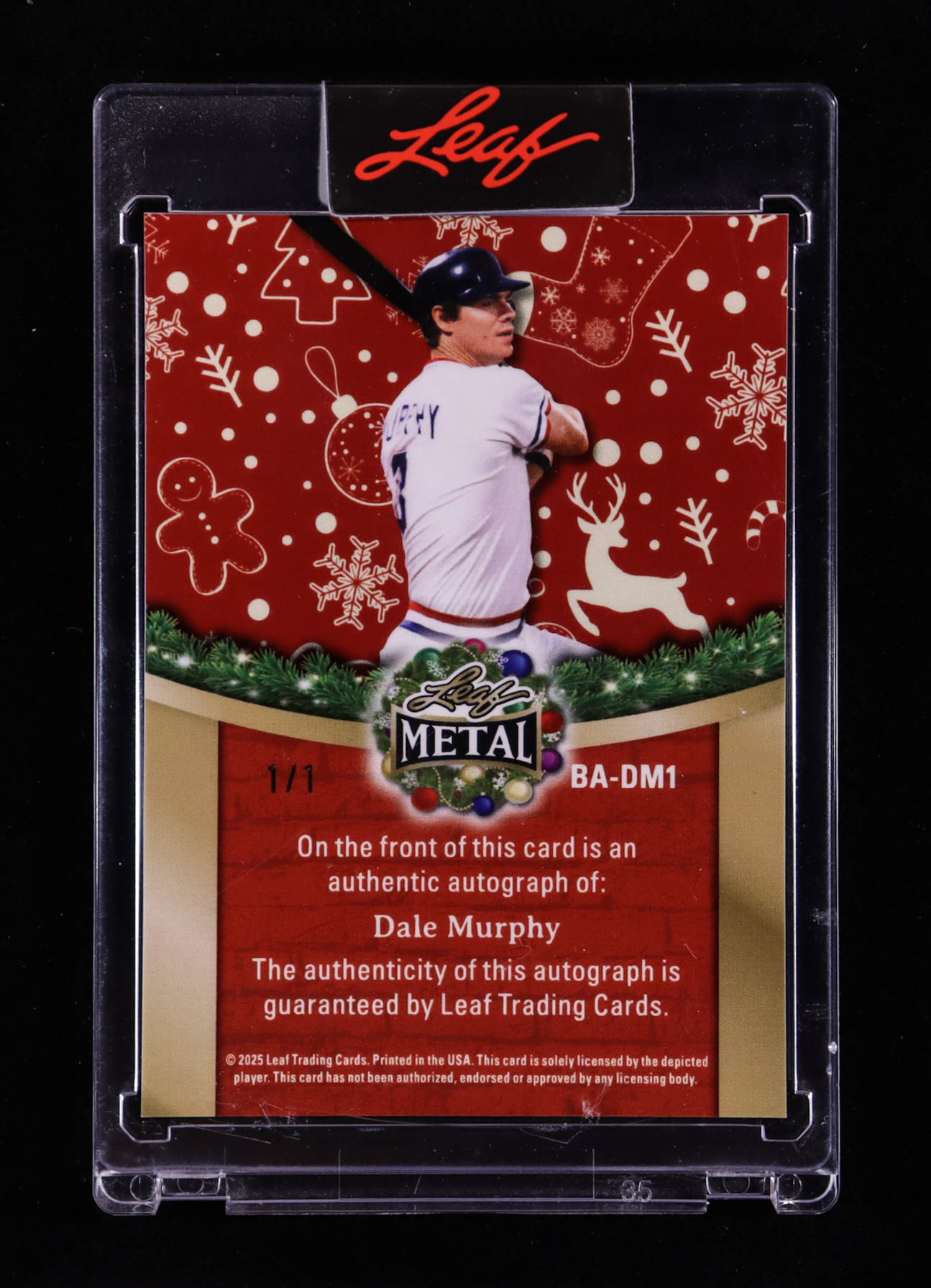 Dale Murphy 2025 Leaf Metal Happy Holidays Autographs Prismatic Gold #BADM1 #1/1 at PristineAuction.com Dale Murphy 2025 Leaf Metal Happy Holidays Autographs Prismatic Gold #BADM1 #1/1 at PristineAuction.com