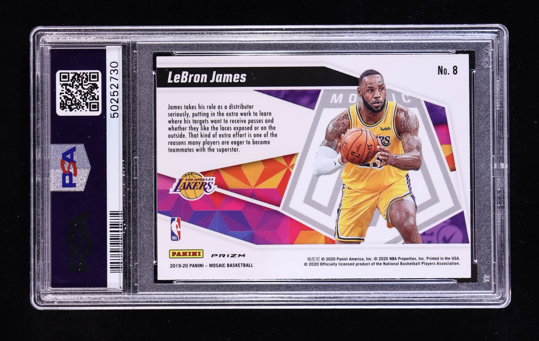 LeBron James 2019-20 Panini Mosaic Give and Go Mosaic #8 (PSA 10) at PristineAuction.com LeBron James 2019-20 Panini Mosaic Give and Go Mosaic #8 (PSA 10) at PristineAuction.com