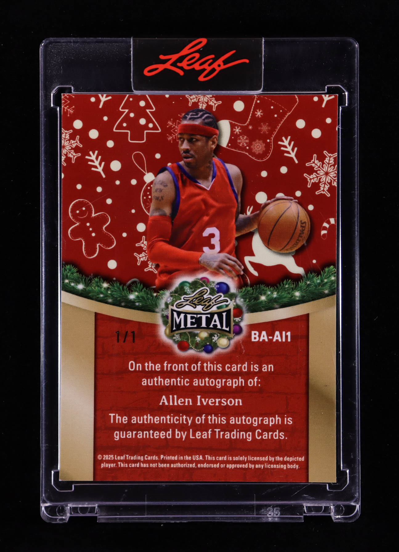 Allen Iverson 2025 Leaf Metal Happy Holidays Autographs Snowflake Black #BAAI1 #1/1 at PristineAuction.com Allen Iverson 2025 Leaf Metal Happy Holidays Autographs Snowflake Black #BAAI1 #1/1 at PristineAuction.com