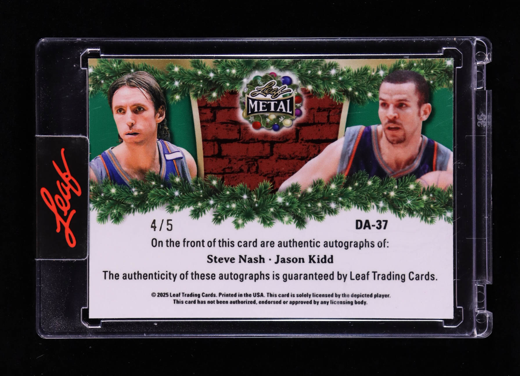 Jason Kidd / Steve Nash 2025 Leaf Metal Happy Holidays Dual Autographs Prismatic Silver #DA37 #4/5 at PristineAuction.com Jason Kidd / Steve Nash 2025 Leaf Metal Happy Holidays Dual Autographs Prismatic Silver #DA37 #4/5 at PristineAuction.com