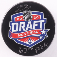 Donovan Sebrango Signed 2020 NHL Draft Logo Hockey Puck Inscribed "63rd Pick" (TS Sports Memorabilia) at PristineAuction.com